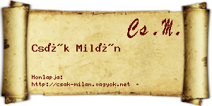 Csák Milán névjegykártya